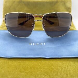 Gucci Gold Frame Sunglasses with Dark Lenses